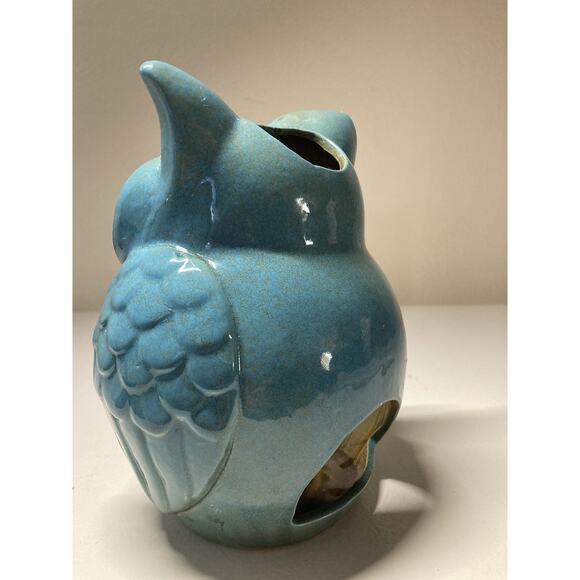 Green Ceramic Owl Tea Light Candle Holder - Picture 3 of 6